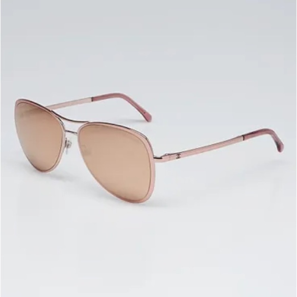 Chanel Pink Aviator Gold Lense Sunglasses
